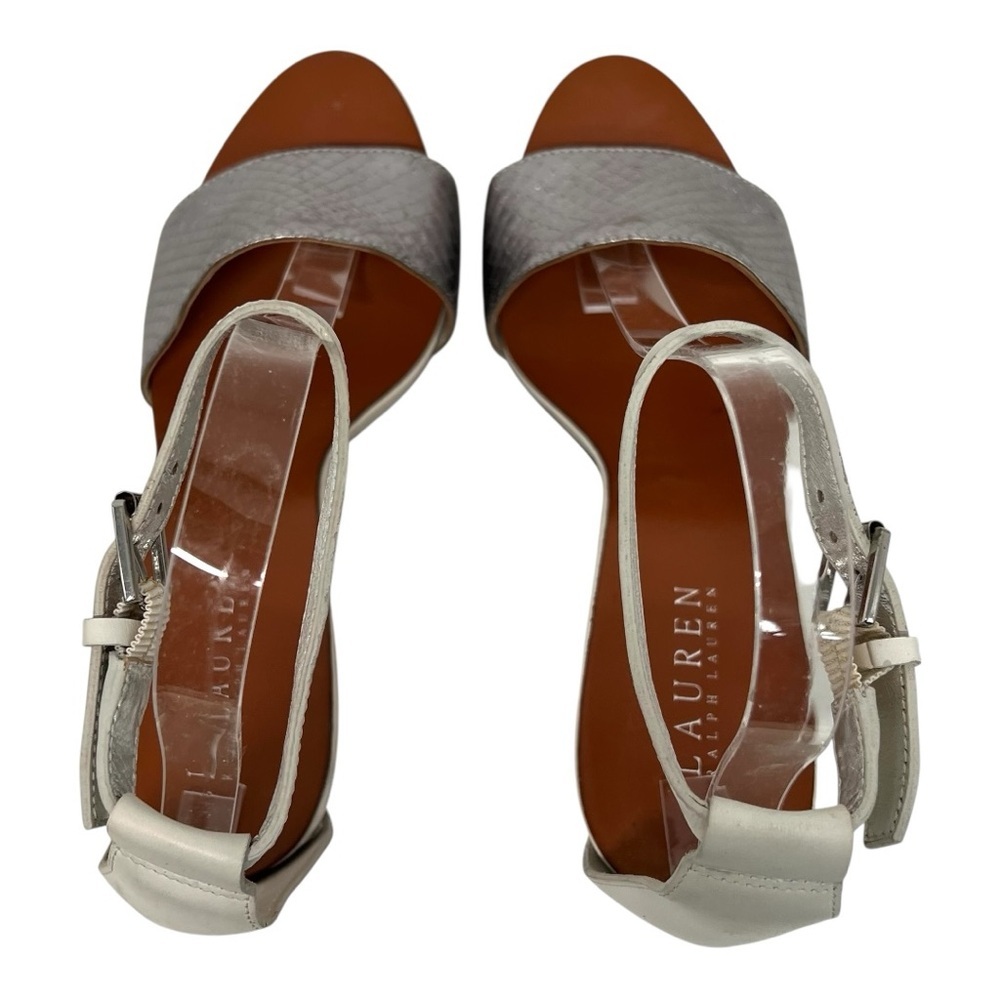 Lauren Ralph Lauren Leah Leather Snakeskin High Heel Pumps Sandals Women’s 7.5 - Picture 9 of 15